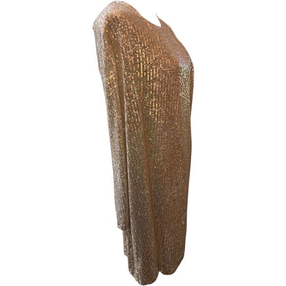 Melrose And Market Long Sleeve Sequin Mini Dress, Champagne, Plus Size 1XL, NWT - Picture 5 of 7